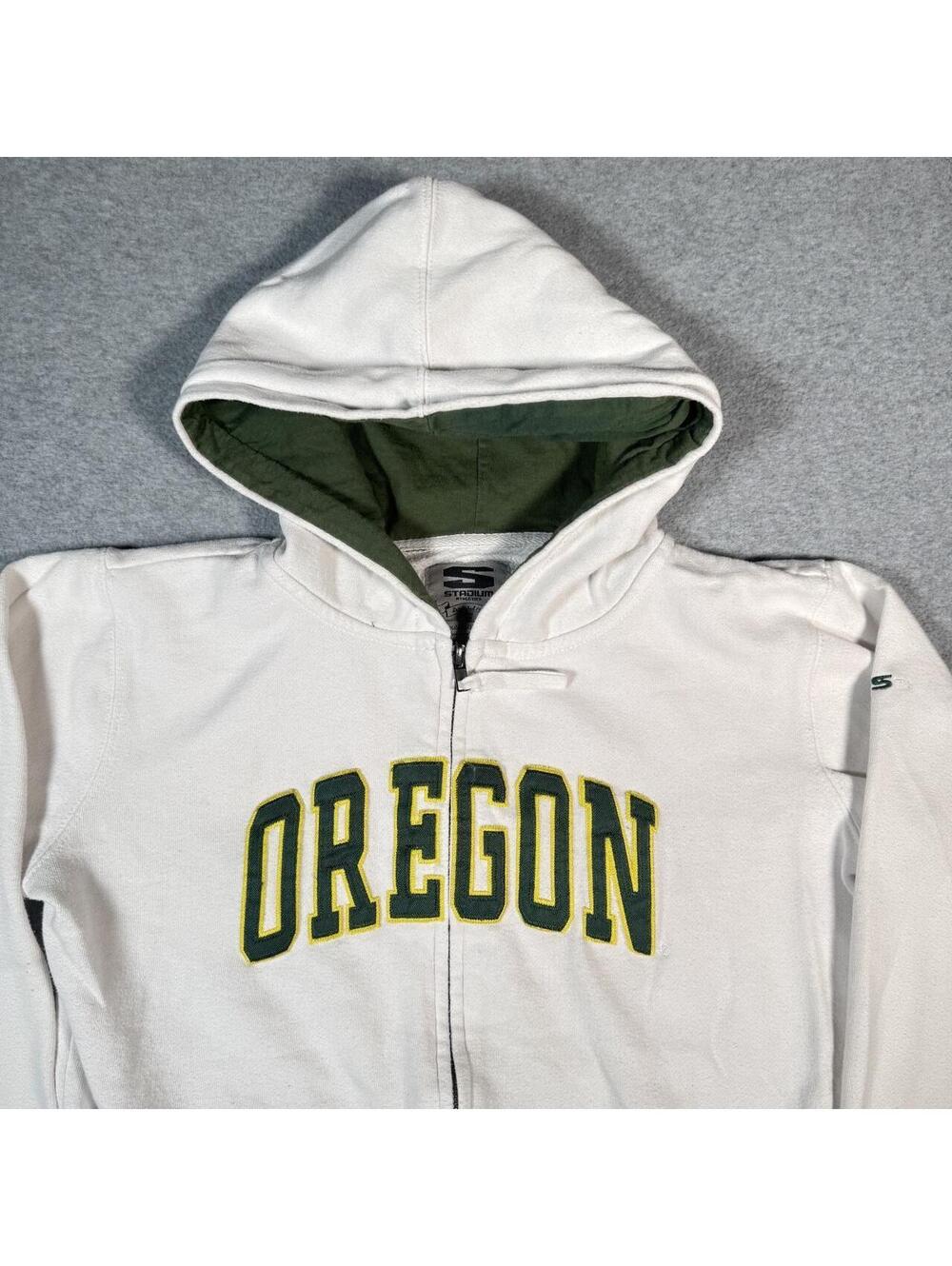 Y2K white Oregon Spellout zip up hoodie